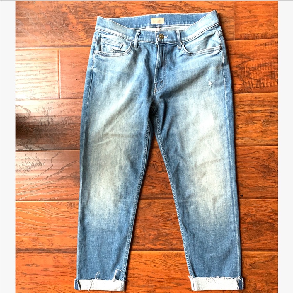 MOTHER JEANS The Dropout Fray Shake Well in Blue